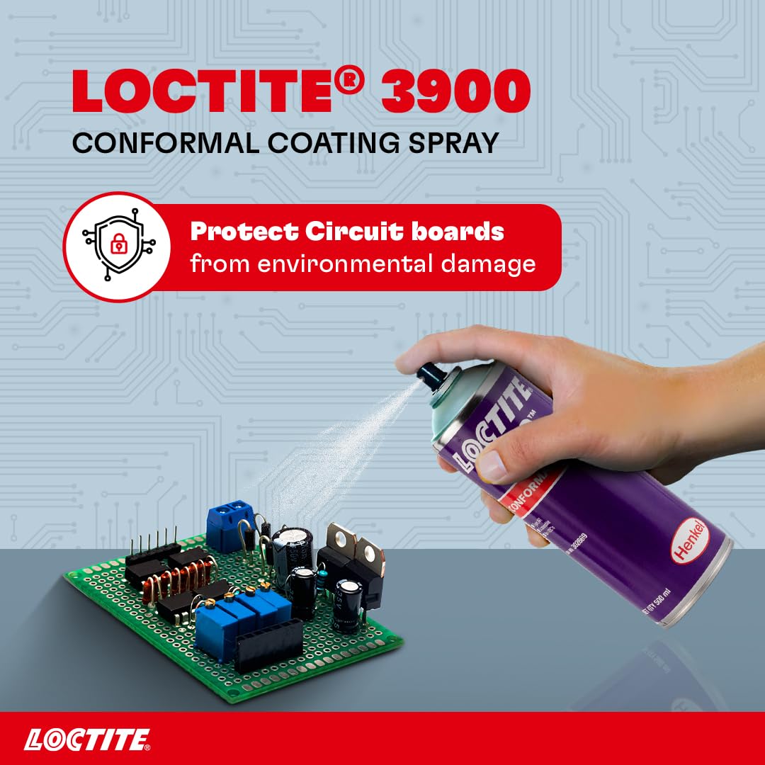 LOCTITE 3900 Conformal Coating Spray for PCB & Electronics | Fast-Drying Transparent Protective Coating | Prevents Rust & Corrosion | For Professional-Grade Conformal Coating Applications | 500ml