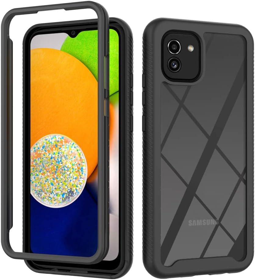 Galaxy A03 Case, EabHulie Hybrid Transparent Back Rugged Bumper No Slip Shockproof Protective Case Cover for Samsung Galaxy A03 Black