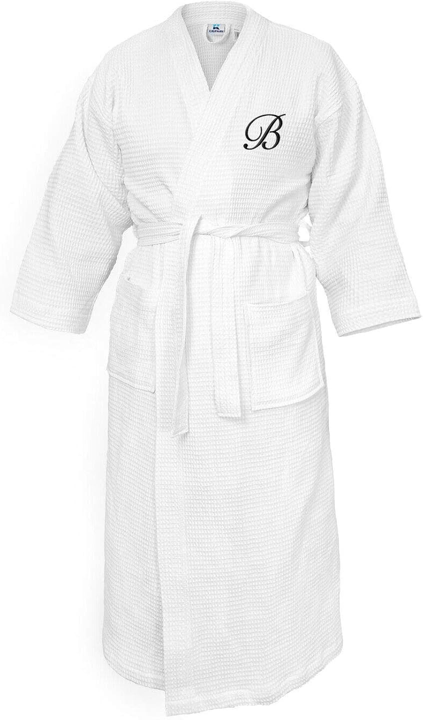 Kaufman Luxury Bathrobe Personalized Waffle Kimono Bathrobes Unisex Embroidered 100 Cotton
