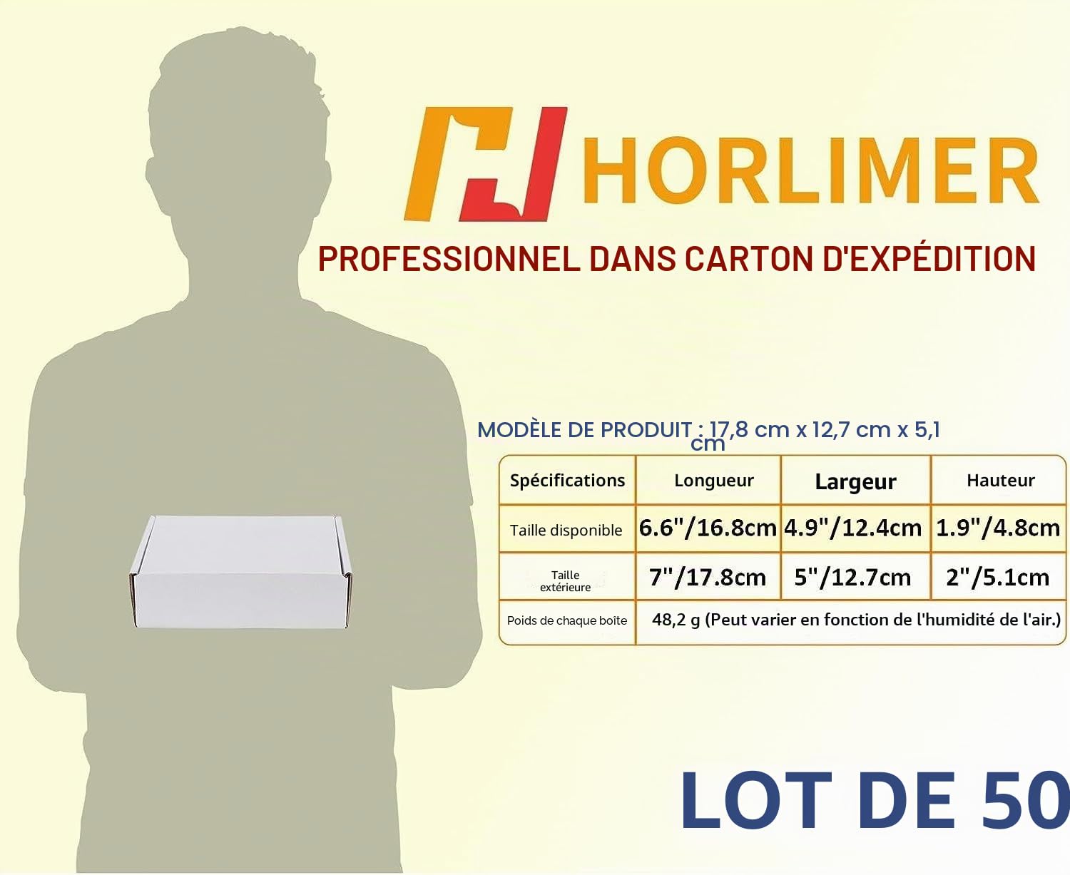 Petite Boîte Carton d'Expédition 178x127x51mm Lot de 50 Pliable Blanc