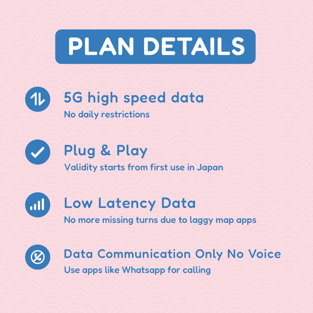 TSIM Tarjeta SIM japonesa de 30 días | Datos de alta velocidad de 30 GB en 5G/4G/LTE (se permite compartir datos) | Activación automática | Sin límite de velocidad de datos | Nueva tarjeta SIM 5G