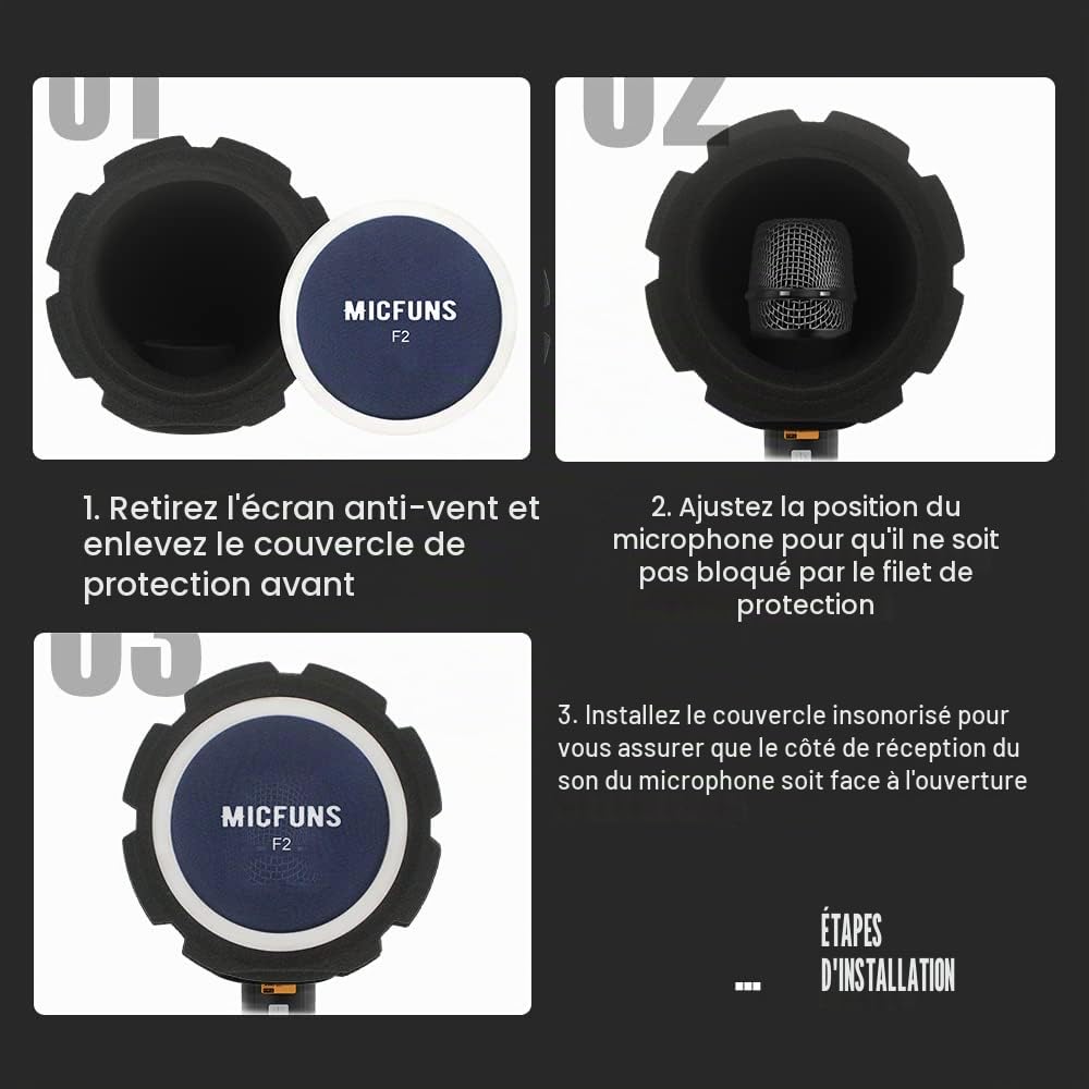 F2 Filtre anti-pop professionnel pour micro, mousse absorbant bruits et réflexions (bleu)