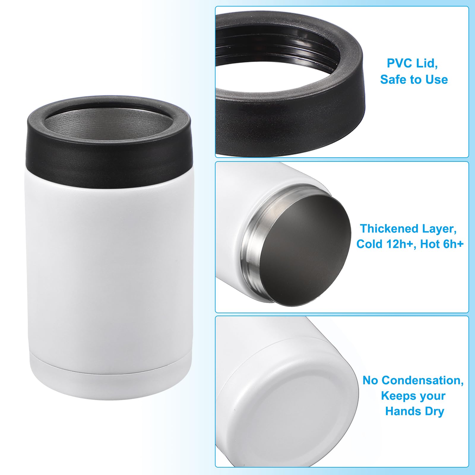PATIKIL Refroidisseur de Canette Mince, 2 Pièces 12Oz Manchon Isolé pour Canette Mince Porte-Boisson pour Bière, Soda, Café, Canettes et Bouteilles Régulières, Blanc