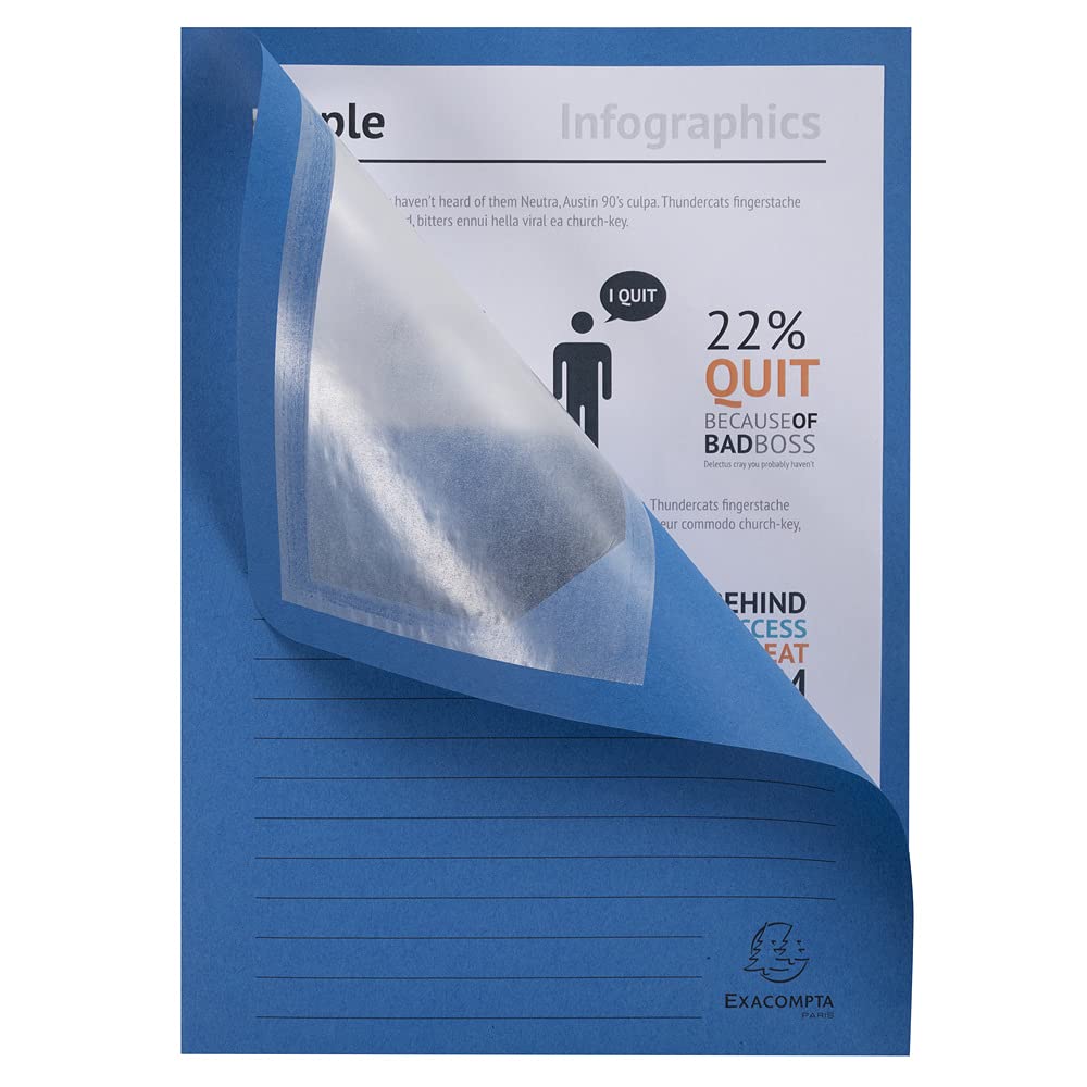 Exacompta - Réf. 50000E - Paquet de 50 chemises à fenêtre sans plastique Forever® 120 g/m² - couleurs vives - 100% recyclées et certifiées Ange Bleu - dimensions 22x31 cm pour A4 - couleurs assorties