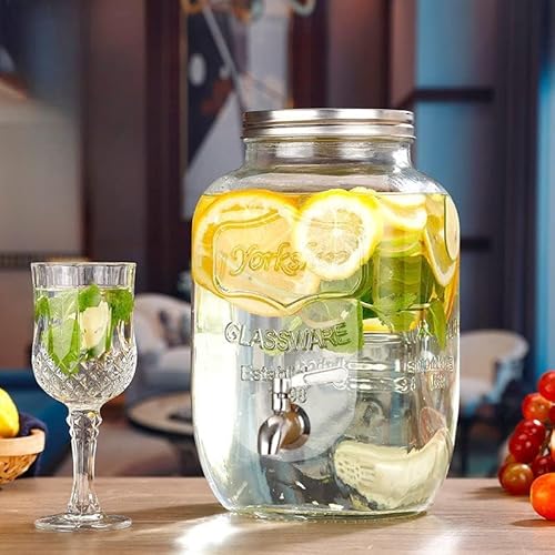 Rutexc 蛇口、飲料ピッチャー、冷水バケツ、ジュースジャグ付きの大型ガラス飲料ディスペンサー