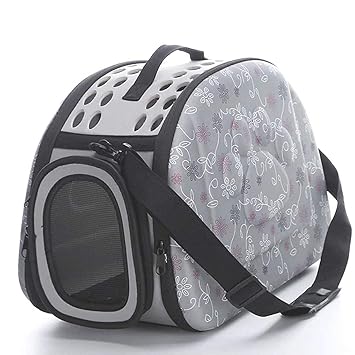 KittuPet? Portable Foldable (Grey) Pet Carry Bag Travel Shoulder Puppy Cat Outdoor Carrier Soft EVA Breathable Handbag (17 x 13 Inches)