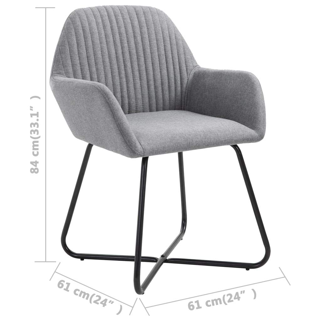 Krzesła do jadalni zestaw 6 szt. jasnoszary materiał z podłokietnikami i oparciem, nowoczesne wyściełane, do jadalni, salonu, kuchni, stabilne, ergonomiczne, 61 x 61 x 84 cm