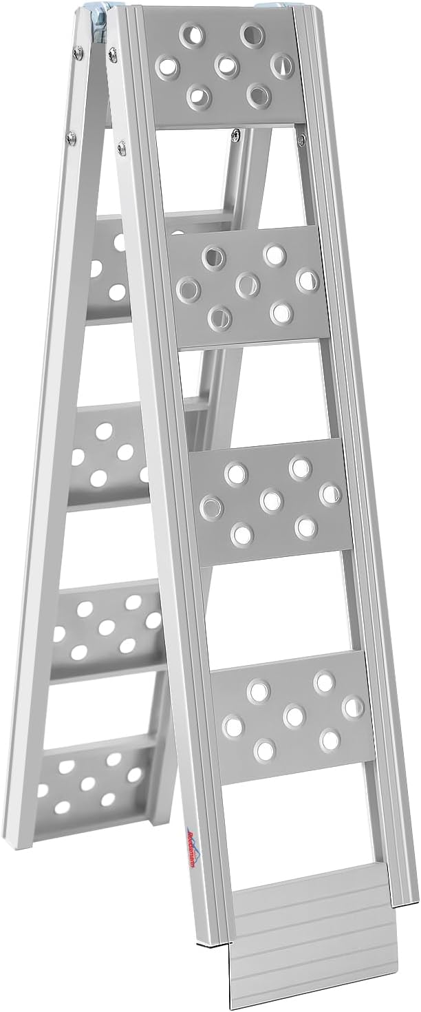 Ruedamann 6'L x 8.1" W Folding Loading Ramp, 440 lbs Capacity, Aluminum Lightweight Portable Ramp for ATVs, UTVs, Motorcycles, Bikes, 1PC