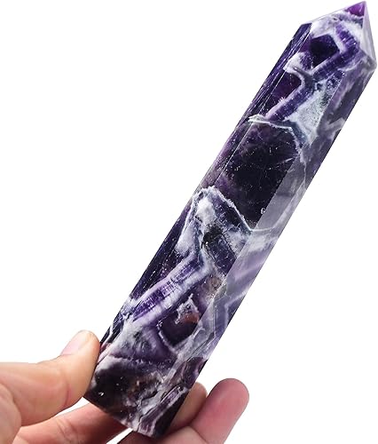 FZBHRO Dream Amethyst Towers - Varita de piedra de cristal curativo con 6 facetas para regalo de meditación, 0.6-0.8 libras