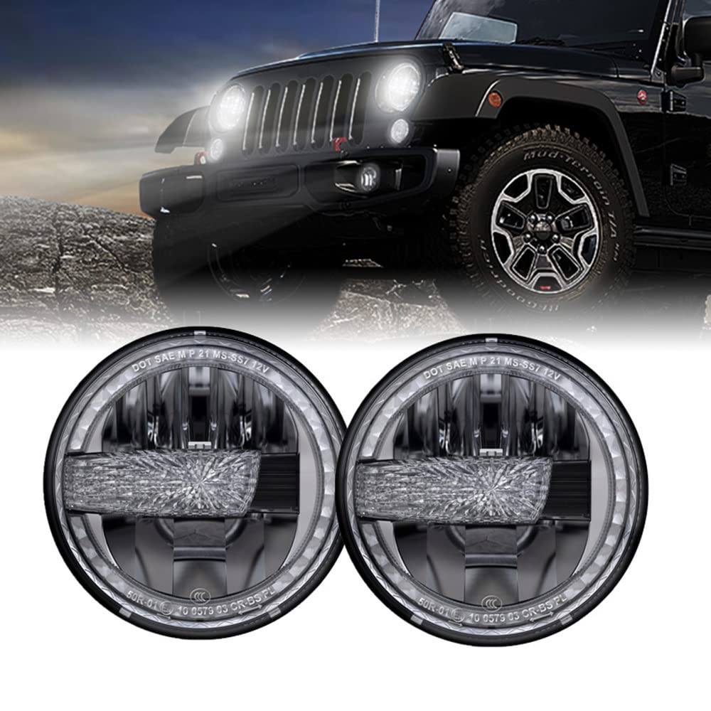 AIVYNA Fari A LED Rotondi da 7 Pollici con Fari Abbaglianti Omologati DOT con DRL per Jeep Wrangler JK LJ CJ TJ 1997-2016 2 Pezzi