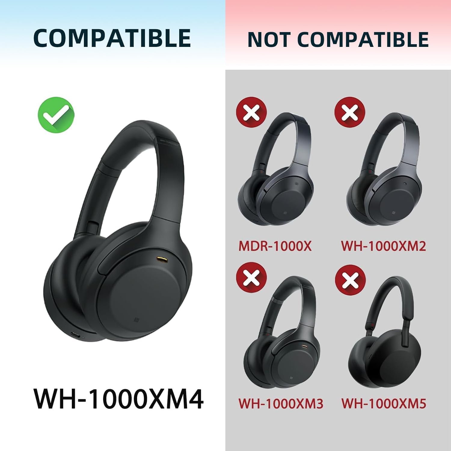 Replacement Earpads for Sony WH-1000XM4 (WH1000XM4) Headphones, Ear Pads Cushions with Noise Isolation Foam, Added Thickness, Without Affecting Sensor(Black)