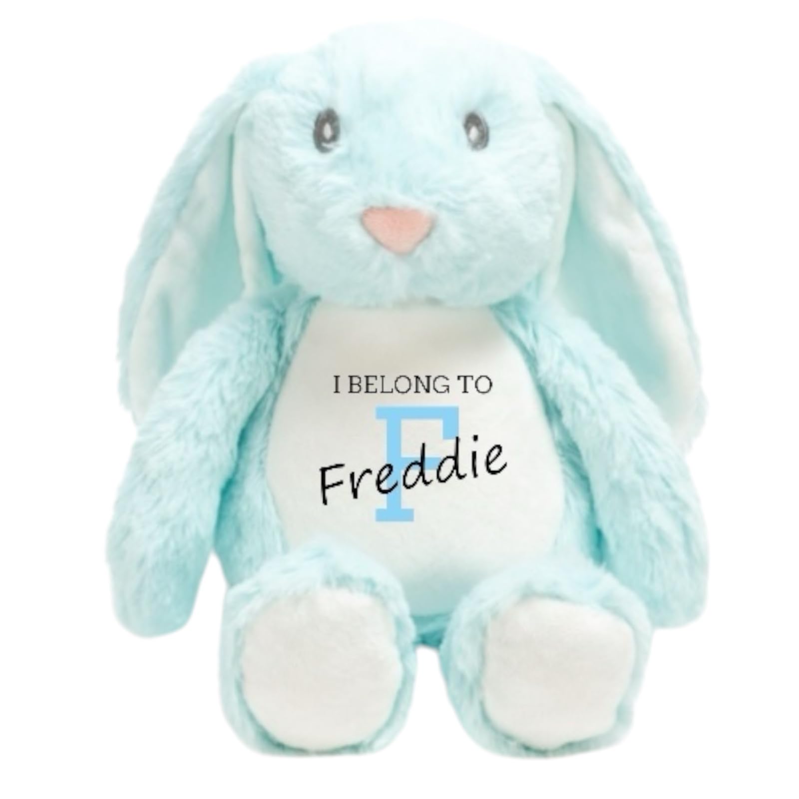 Ava Graceful Designs Personalised Bunny Rabbit Teddy | Easter Bunny Soft Toy | Pink Blue Grey Brown (Blue Bunny)
