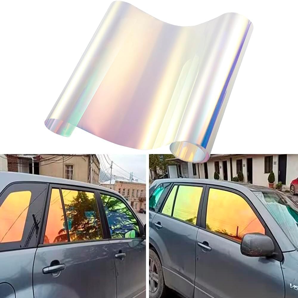 XhuangTech Car Side Window Film,Chameleon Golden Green Solar Protection Film Car Windows Tint,76% VLT Window Tint Film for Auto (54.33" in x 393.7" in) Chameleon Golden Green 54.33" in x 393.7" in