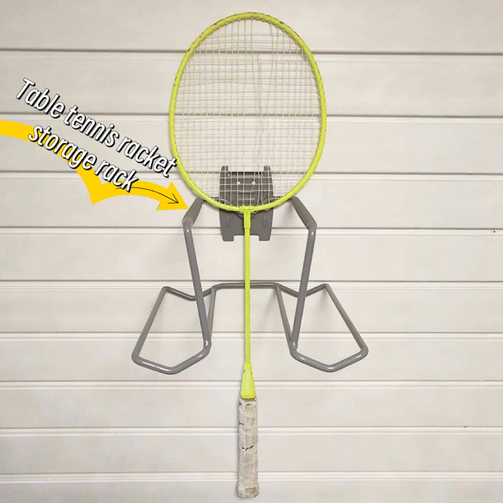 Estante de almacenamiento de raquetas de tenis, soporte de pared de metal para 4 raquetas y 6 pelotas, apto para raquetas de tenis, bádminton y paletas