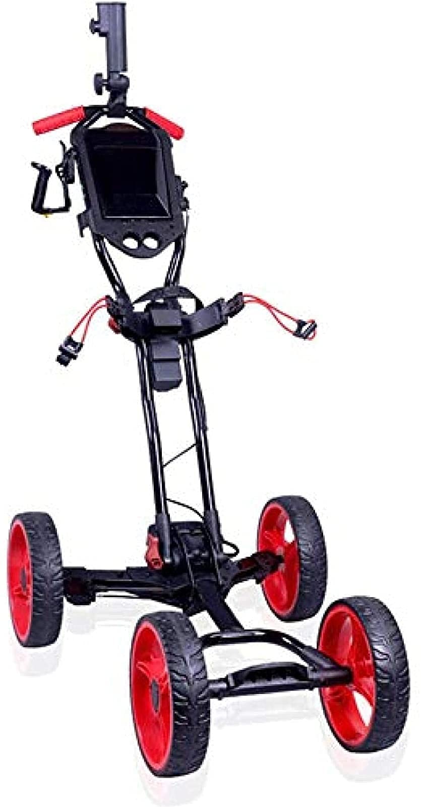 Carrello da Golf Carrelli da Golf elettrici Pieghevoli | Carrello da Golf a 4 Ruote con portabicchieri e Maniglia di Spinta Regolabile | Carrelli da Golf in Un Secondo PE