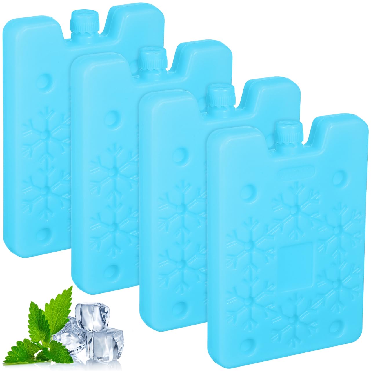 Ibasenice 4pcs Reusable Ice Packs for Cooler Bag, Sturdy Freezer Blocks for Coolers and Lunch Box, Heavy Duty Cooler Packs for Camping Picnic, 6 X 4.5 Inches
