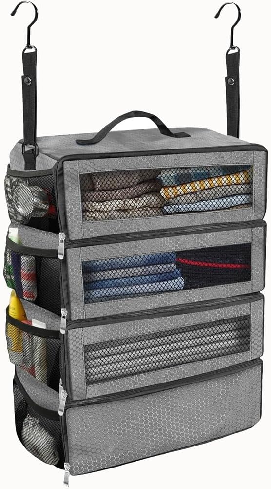 Suitcase Clothing Organizers Space Saving Compartments Grey Travel