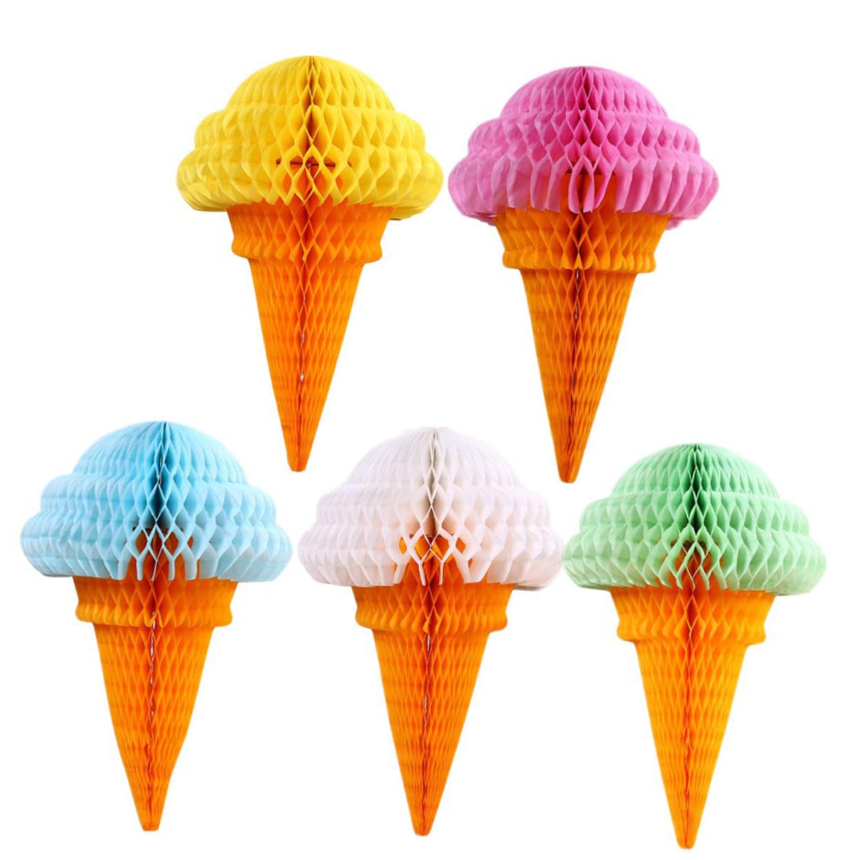 Ciieeo 6pcs Ice Cream Comb Decor Ice Cream Banner Tissue Paper Ice Cream Ice Cream Cone Holder Ice-Cream Ice Cream Paper Garland Ice Cream Tissue Decorations Wall Décor Hanging Paper