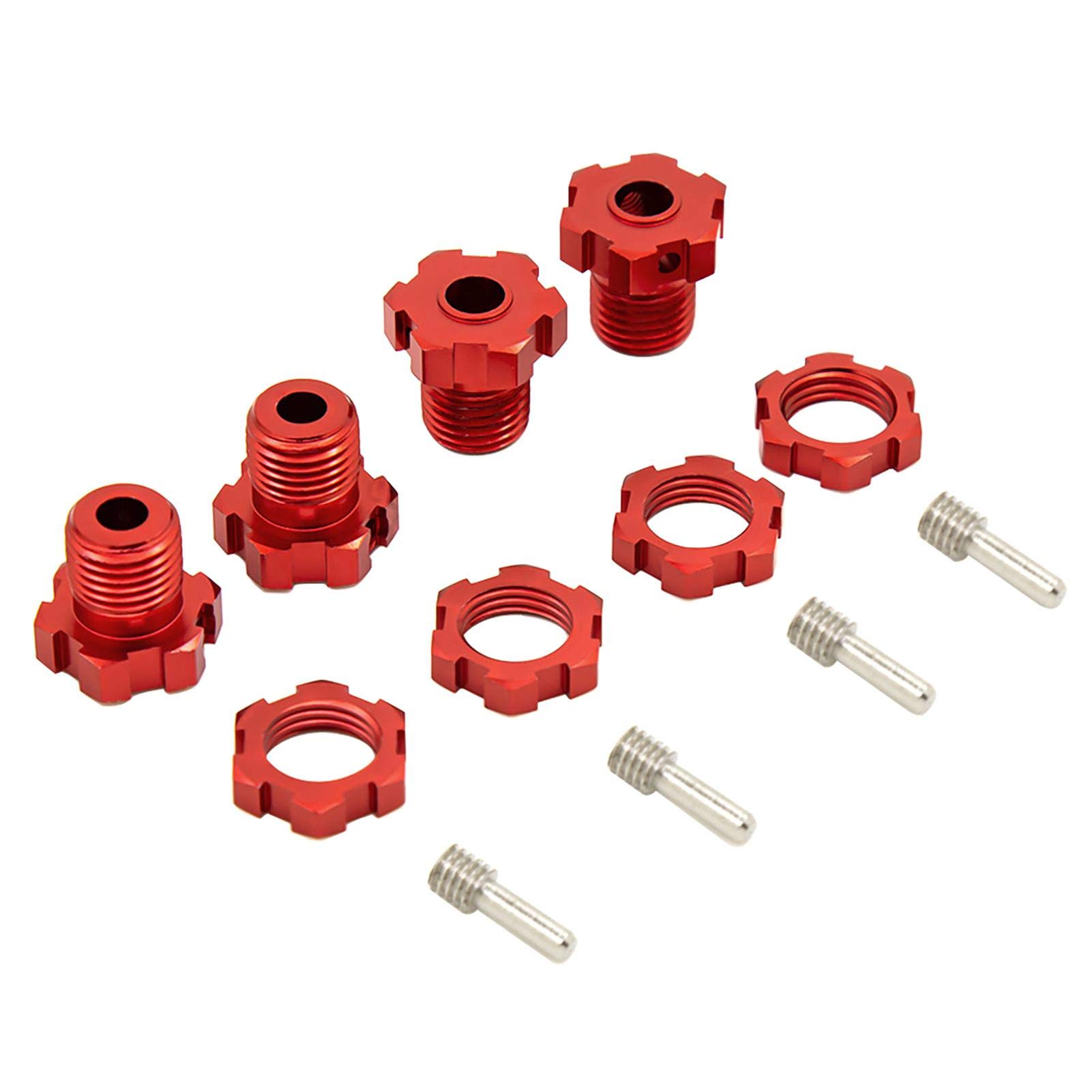 better18 RC Car Widened 17mm Splined Wheel Hubs, Red, for Traxxas 5353, Set of 4