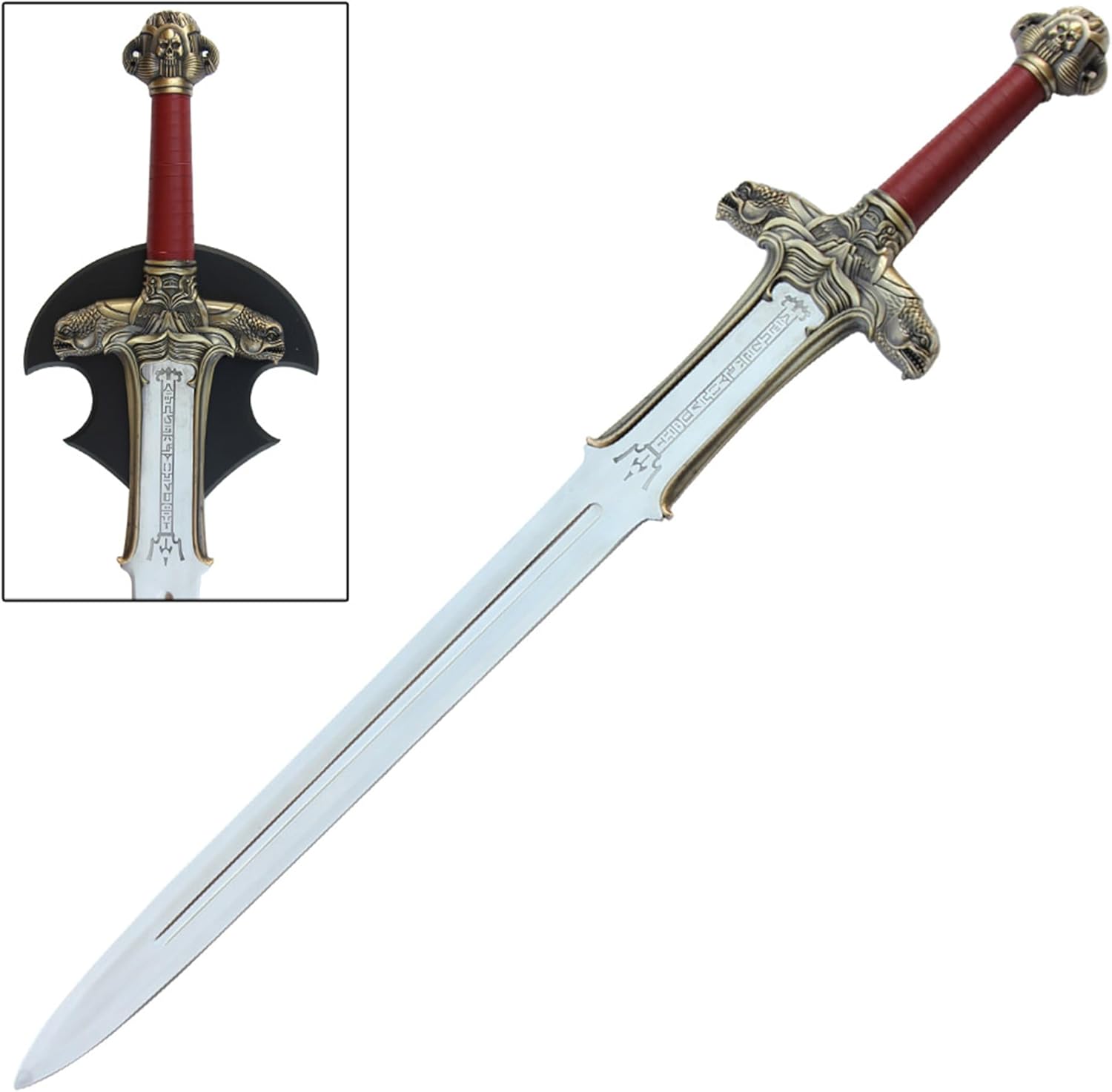 Armory Replicas™ - Barbarian Hero Collectible Replica Sword of Atlantis - Stainless Steel Decorative Full Sized Movie King Sword w/Display Plaque Mount & Hardware Inlcuded