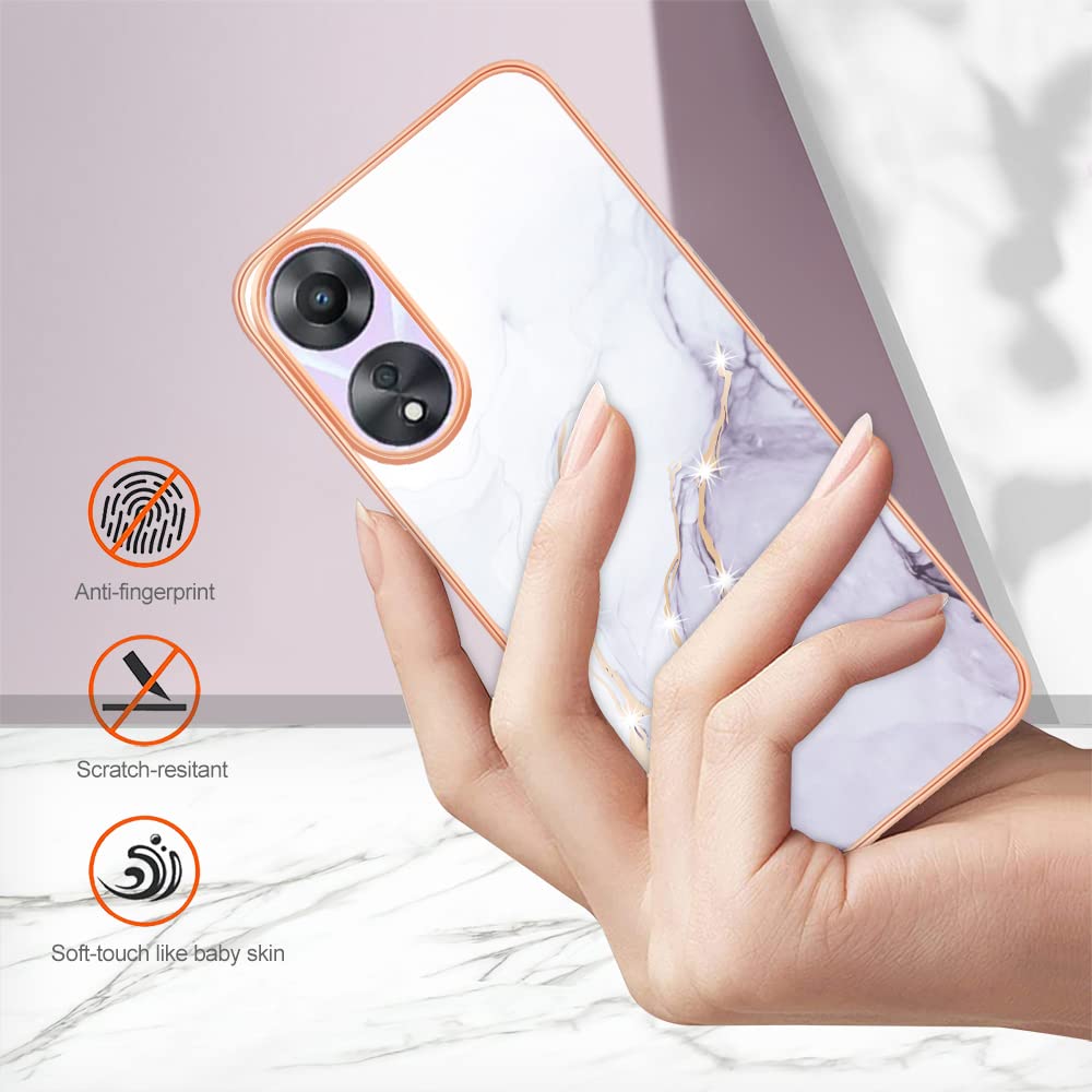 TAUYN Custodia per Oppo A38 4G, Magro Morbida Silicone Antiurto Cover Case, Design in Colore Pura, Anticaduta Proteggere Cover, Bianca