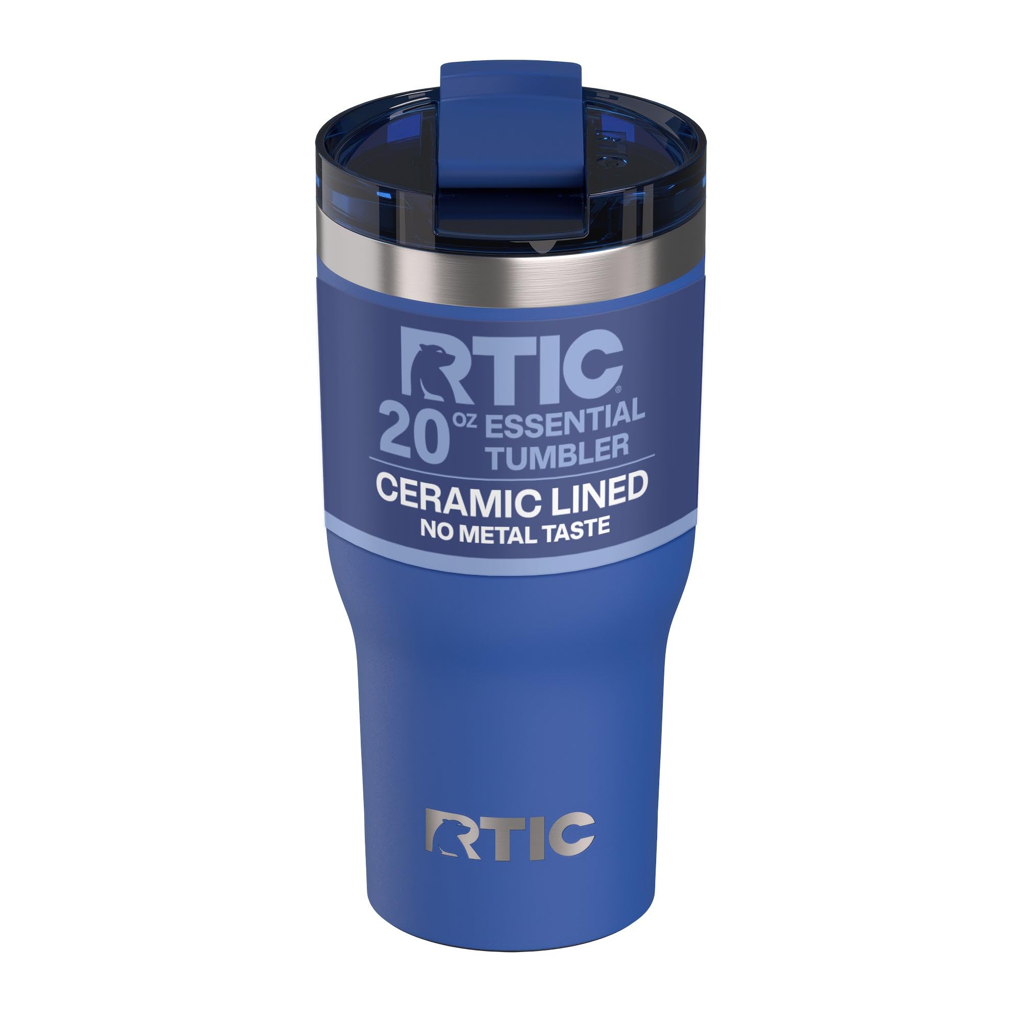 RTIC 20oz Essential Tumbler with Lid, Ceramic Lined, Insulated, Stainless Steel, Metal, Double Wall Vacuum-Insulation, Travel Cup for Iced Coffee, Tea