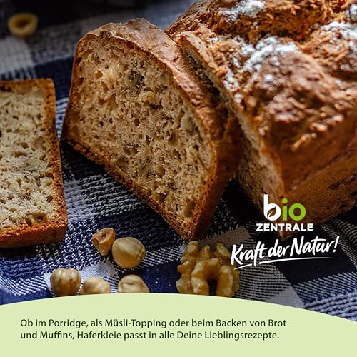 biozentrale Bio Haferkleie 1kg | Vorteilspack | Ballaststoffreiche Proteinquelle | Von Natur aus vegan | Aus EU Landwirtschaft | zuckerarm
