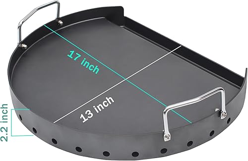 Miniatura 2 de SafBbcue Plancha redonda universal mejorada con bandeja de grasa para Weber Kettle Grill Kamado Joe Grills Oklahoma Joe's Kettle Grill de 18