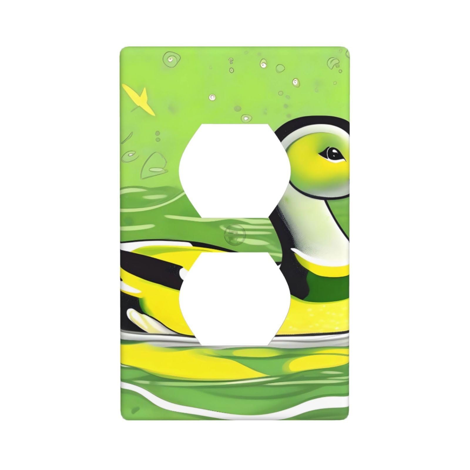 Cntdbu White Green Duck Unbreakable Polycarbonate Switch Plate-1 Gang Screwless Wall Plate For Home Office