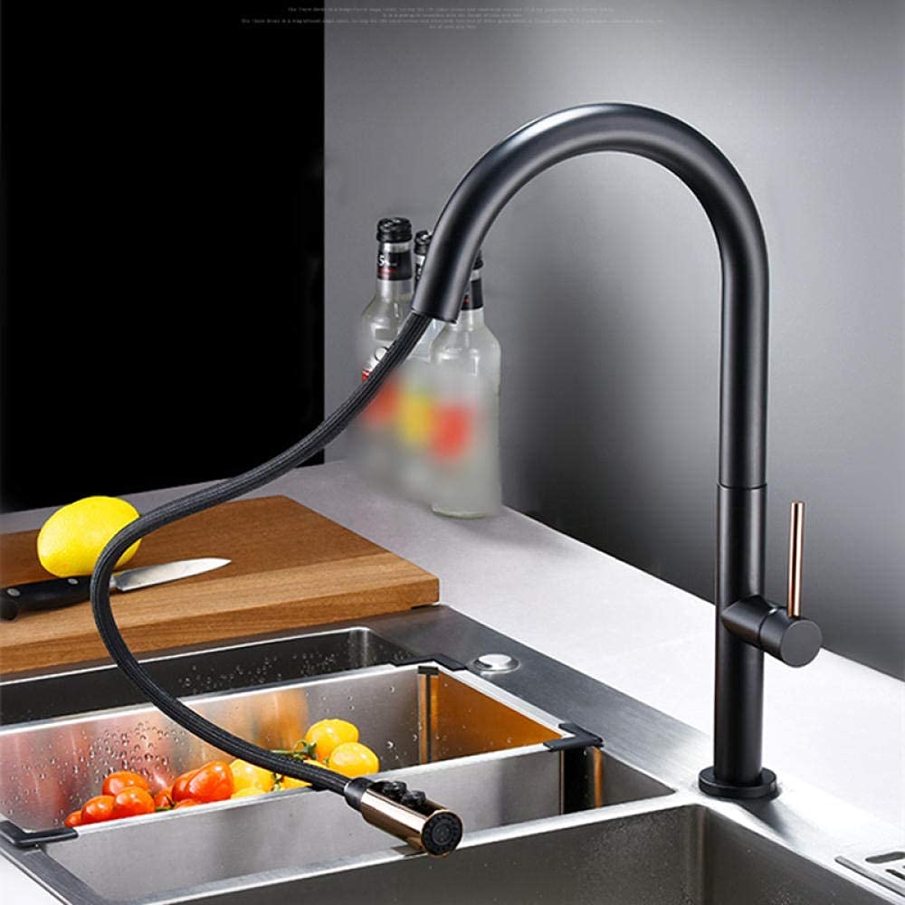 Robinet en laiton noir haut de gamme pour évier de cuisine avec mitigeur eau chaude froide