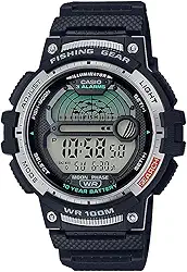 Relógio de quartzo Casio com temporizador, para pesca, com pulseira de resina
