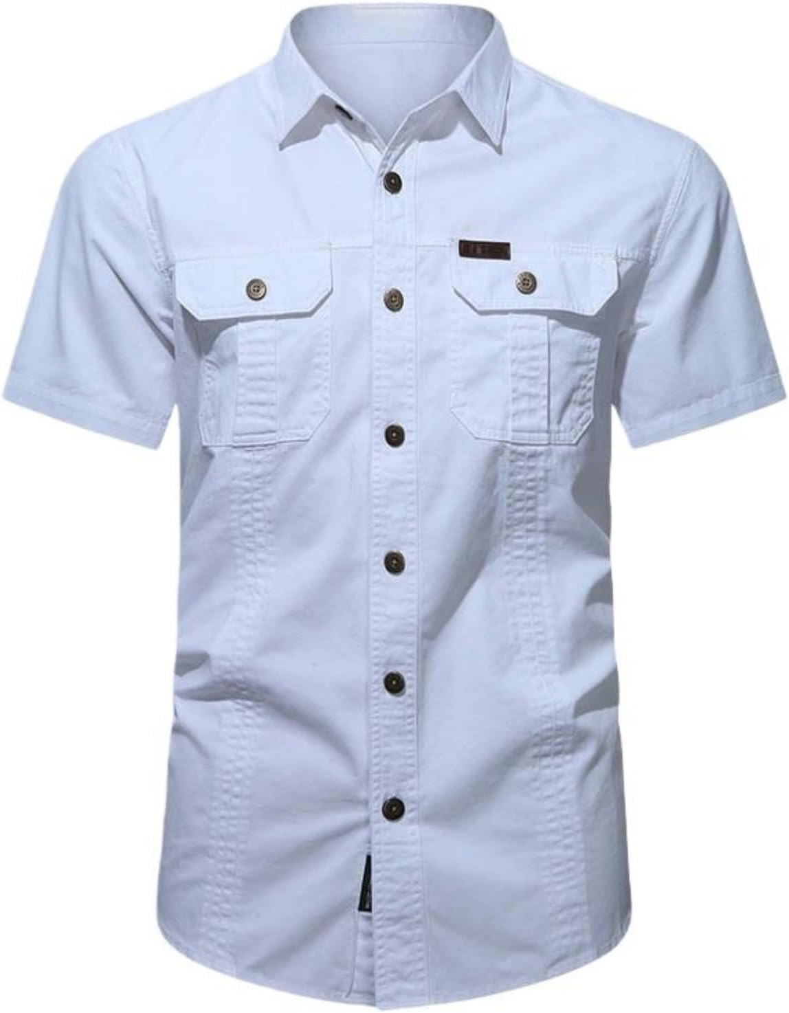 Men’s Summer Cotton Wrinkle-Free Loose Outdoor Workwear Long-Sleeve Shirt