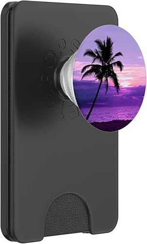 Miniatura 6 de Palmeras de playa Purple Sunset, tropical, Ombre Sky Paradise PopSockets PopGrip agarre intercambiable para teléfonos y tabletas PopSockets MagSafe