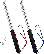 2 Pezzi Asta Telescopica per Bandiera, 2m Telescopica per della Bandiera Asta della Bandiera Acciaio Inox Asta Bandiera Telescopica con 4 Clip per Guide Turistiche, Campeggio, Insegnanti