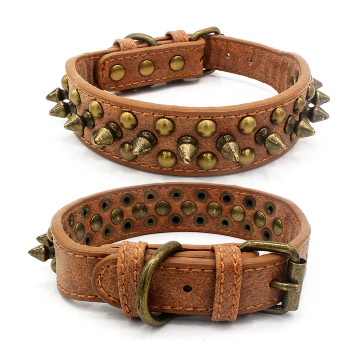SUPVOX 3piezas Collar De Perro De Rivetes y Tachuelas Diseño Estiloso para Mascotas Color Marrón para Paseos y Actividades Al Aire