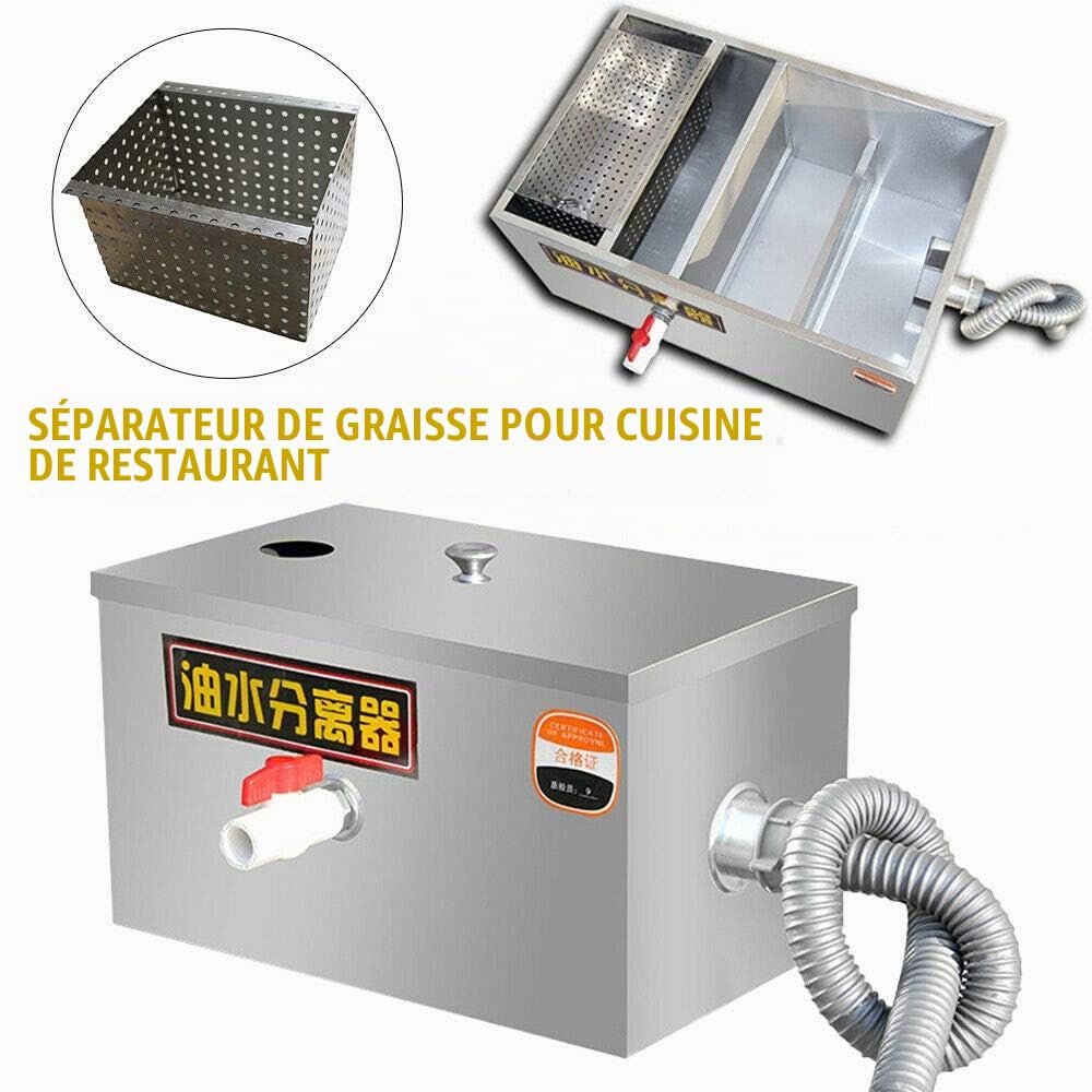 Séparateur de graisse pour cuisine - En acier inoxydable - 35 x 25 x 23 cm