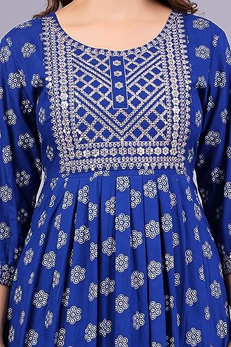 Image of NEW4U Women's Sequin Zari Embroidery Printed Naira Cut Kurti