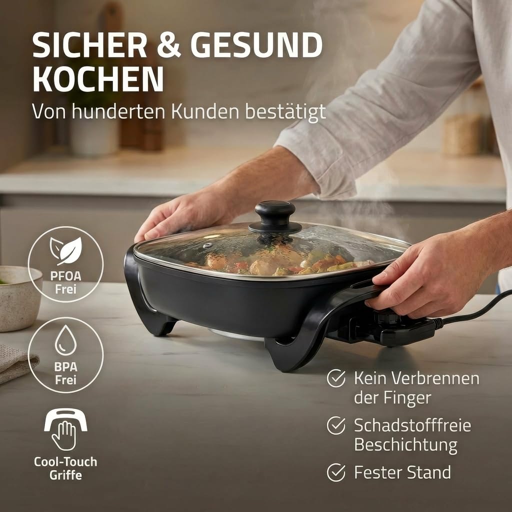 Elektrische Pfanne - 40 cm - Dickwandiges Aluminium-Gussgehäuse