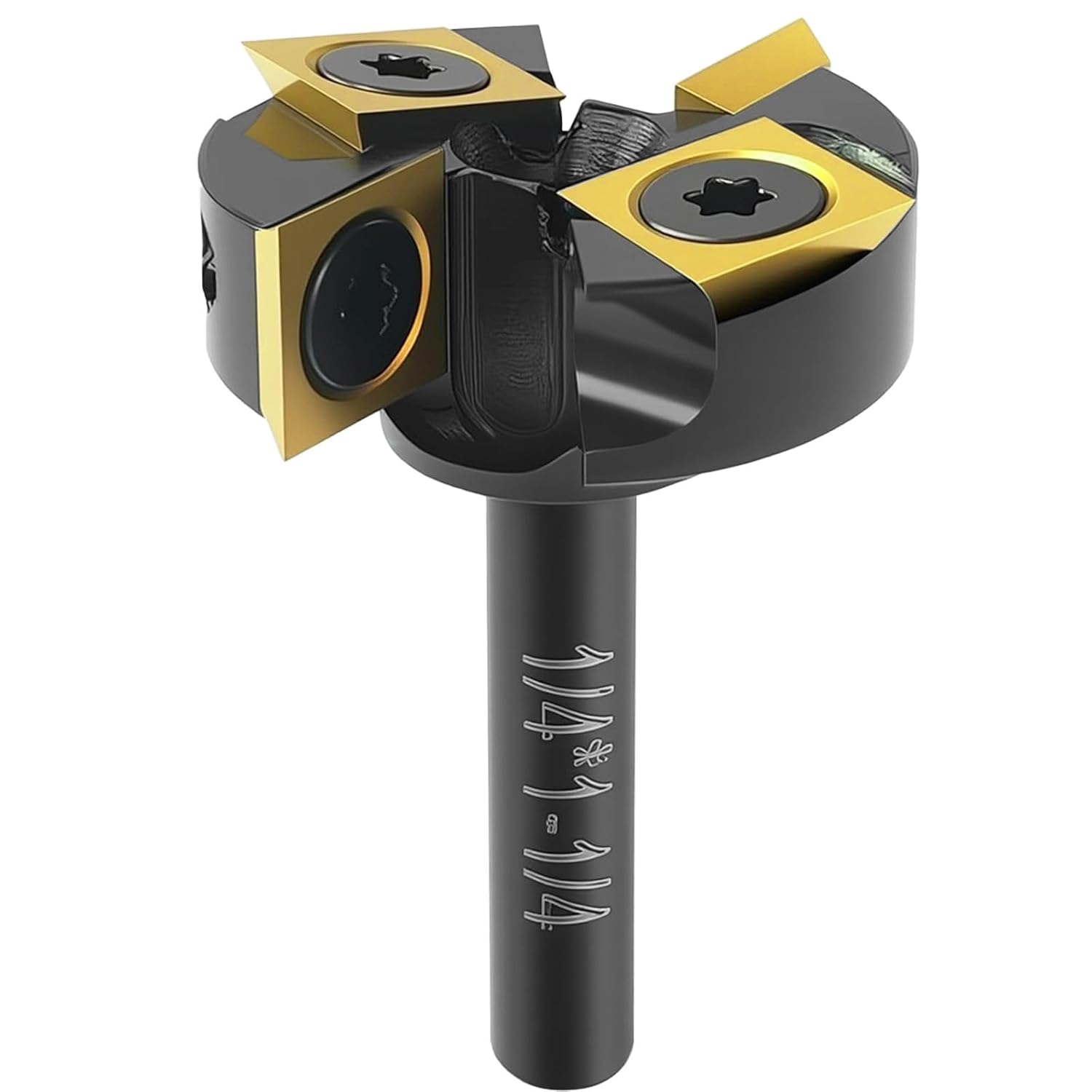 Slab Flattening Router Bit 1/4" Shank, 1-1/4" Cutting Diameter, 2+2 Titanium-Coated Flutes, Carbide Inserts for CNC Spoilboard Surfacing Planing and MDF Surfacing for Slab Leveler, Rabbeting