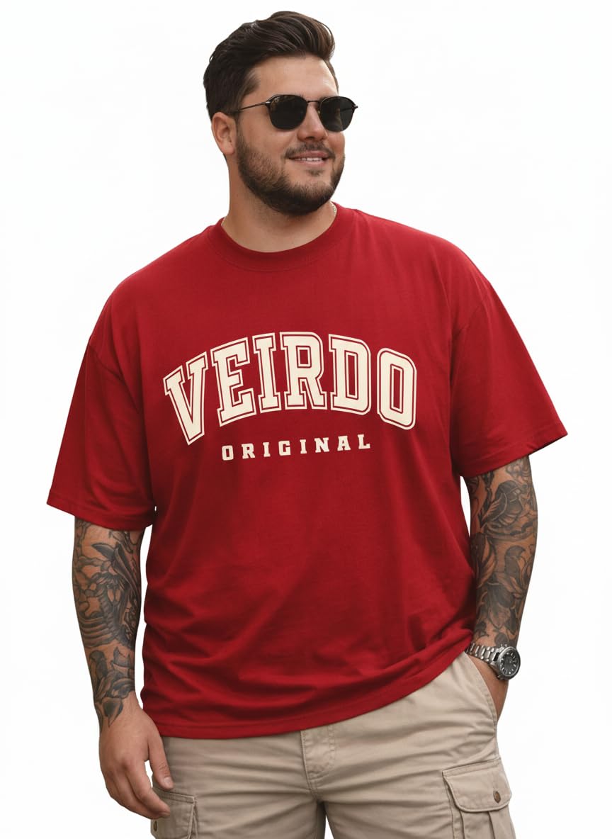 100% Pure Cotton Oversized Fit Drop Shoulder Aesthetic Front Chest Typo Graphic Printed T-Shirt for Men (Sizes : 2XL to 5XL)-image-18