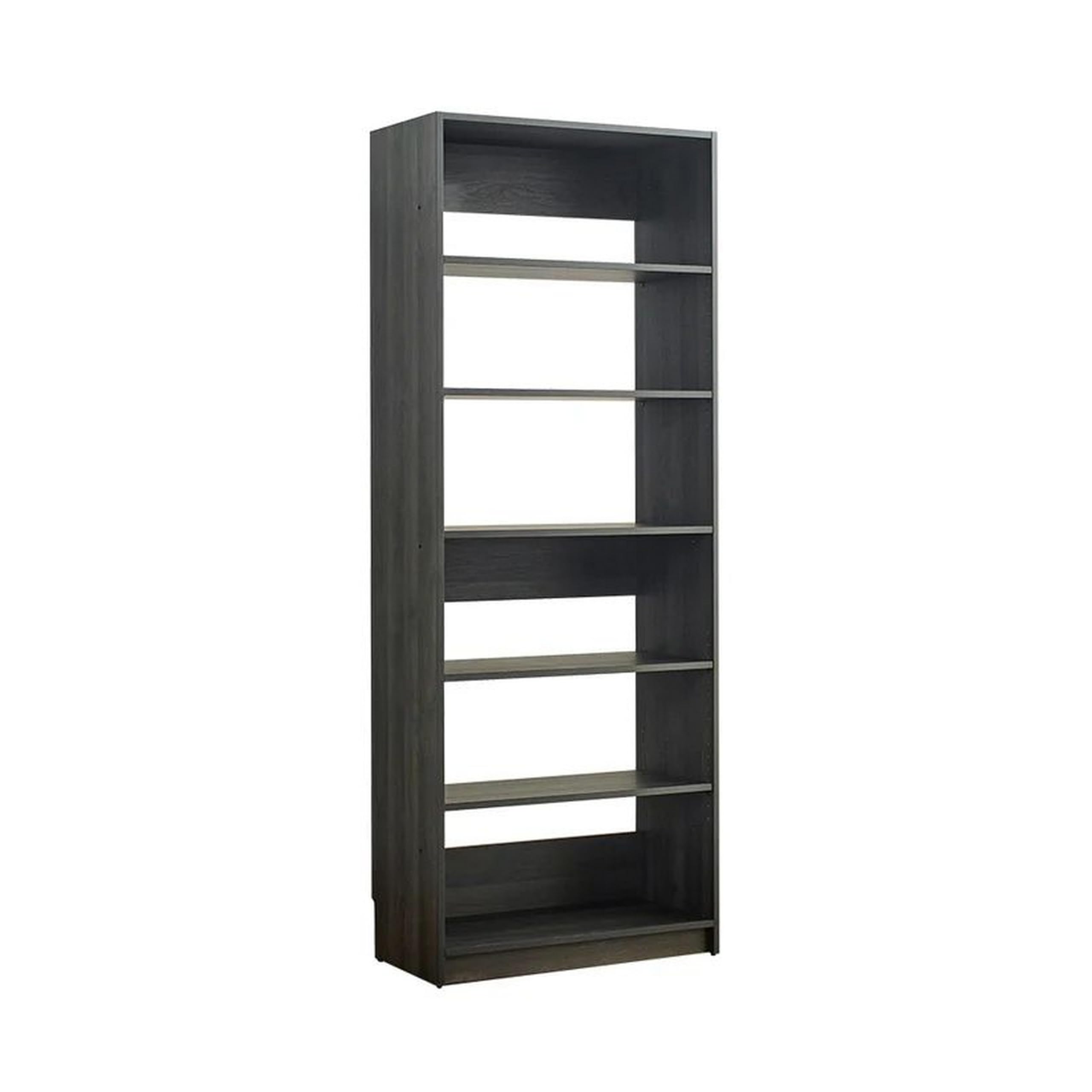 Benjara Dee Modular Closet System, 5 Tier Storage Shelves, Wood Finish, Gray and Black