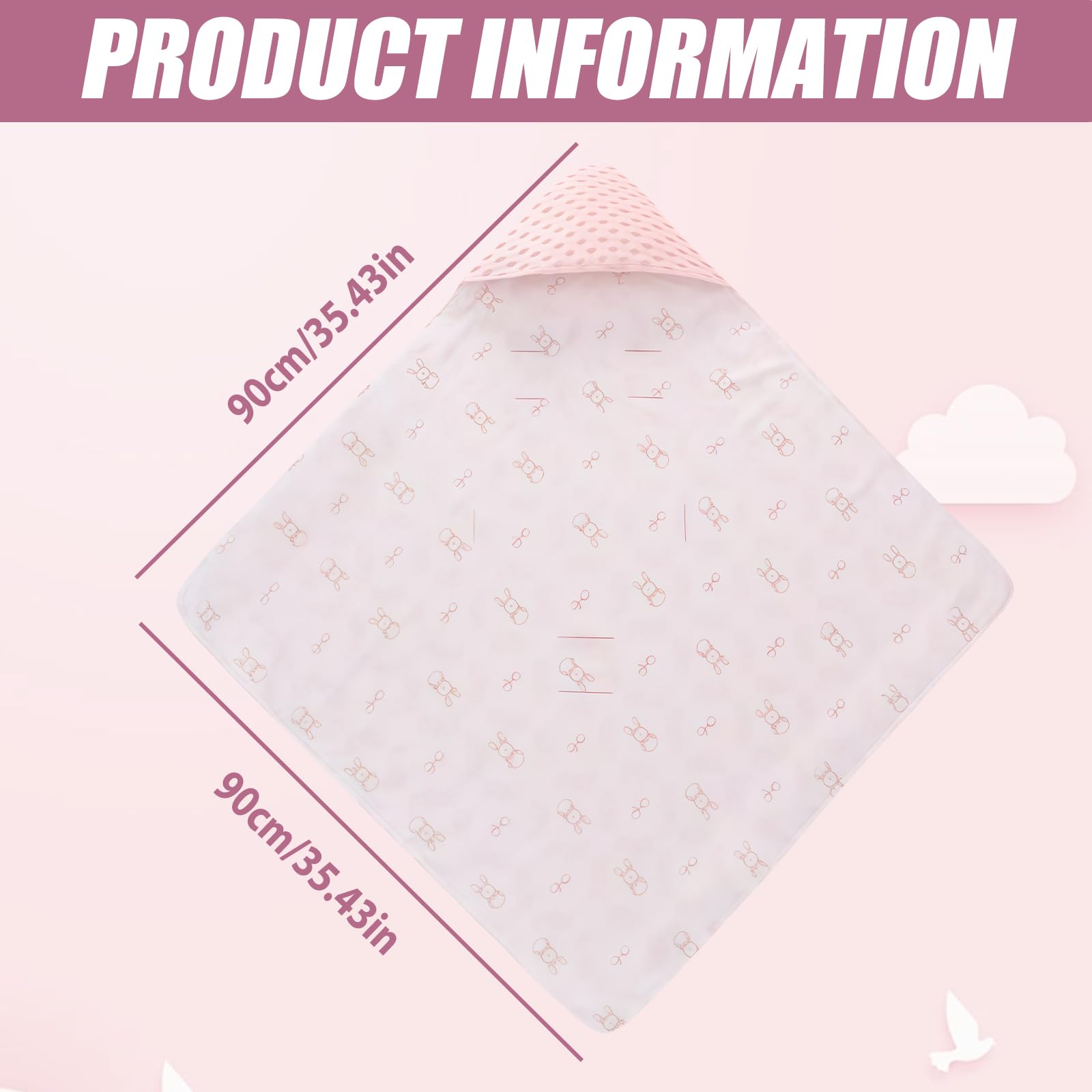 Coperta per Ovetto e Passeggino, Coperta Reversibile in Cotone, Coperta Universale Doppio Lato, per Passeggino, Buggy, Seggiolino Auto - Rosa, 90 x 90 cm