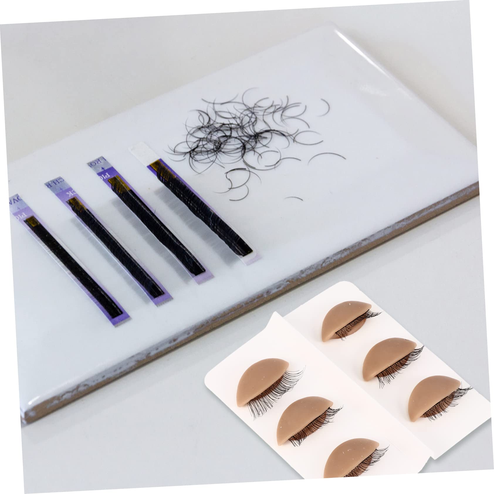 DOITOOL 18paia Replacement Eyelids for Makeup Practice Realistic Lash Extension Training Kit Easy to Clean and Flexible Suitable for Beginners Skin Tone