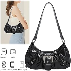 CATSEA Y2k Purses for Women Small Crescent Shoulder Bag 90s Pu