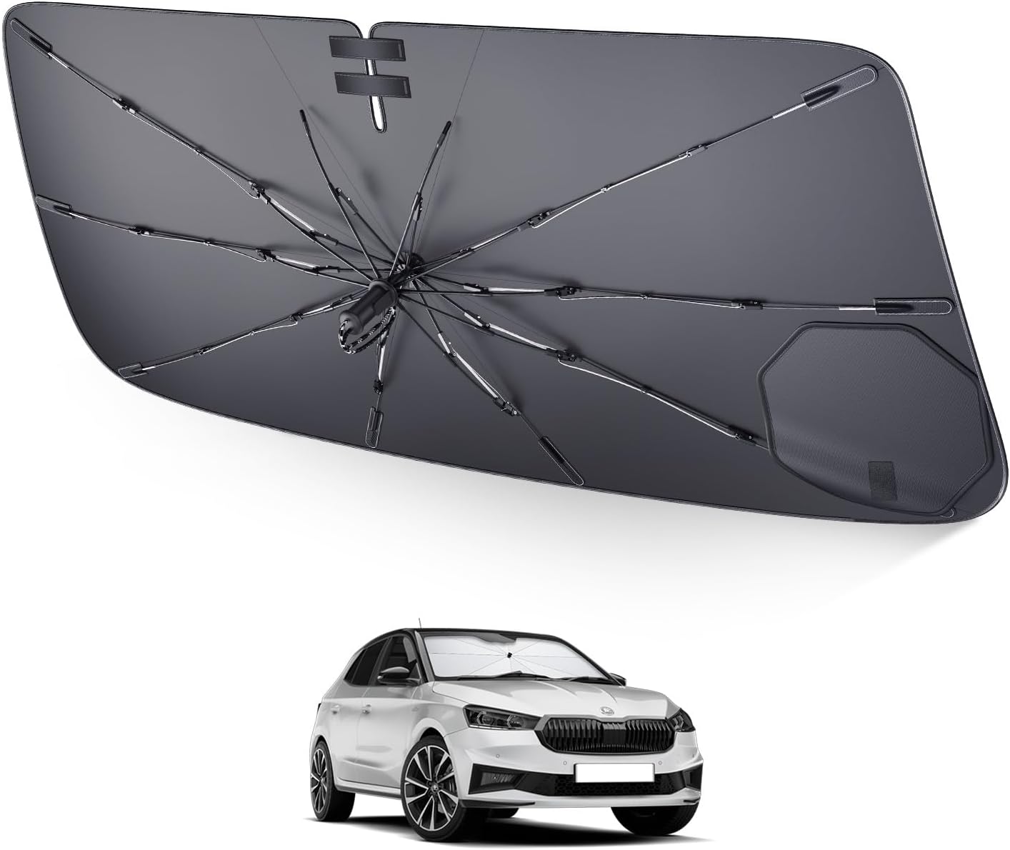 LUWU Parasol Car Windscreen Compatible with Skoda Fabia 4 IV 2024 2025 2026 Foldable Windscreen Parasol Sun Visor Cooling UV Protection Scale Accessories