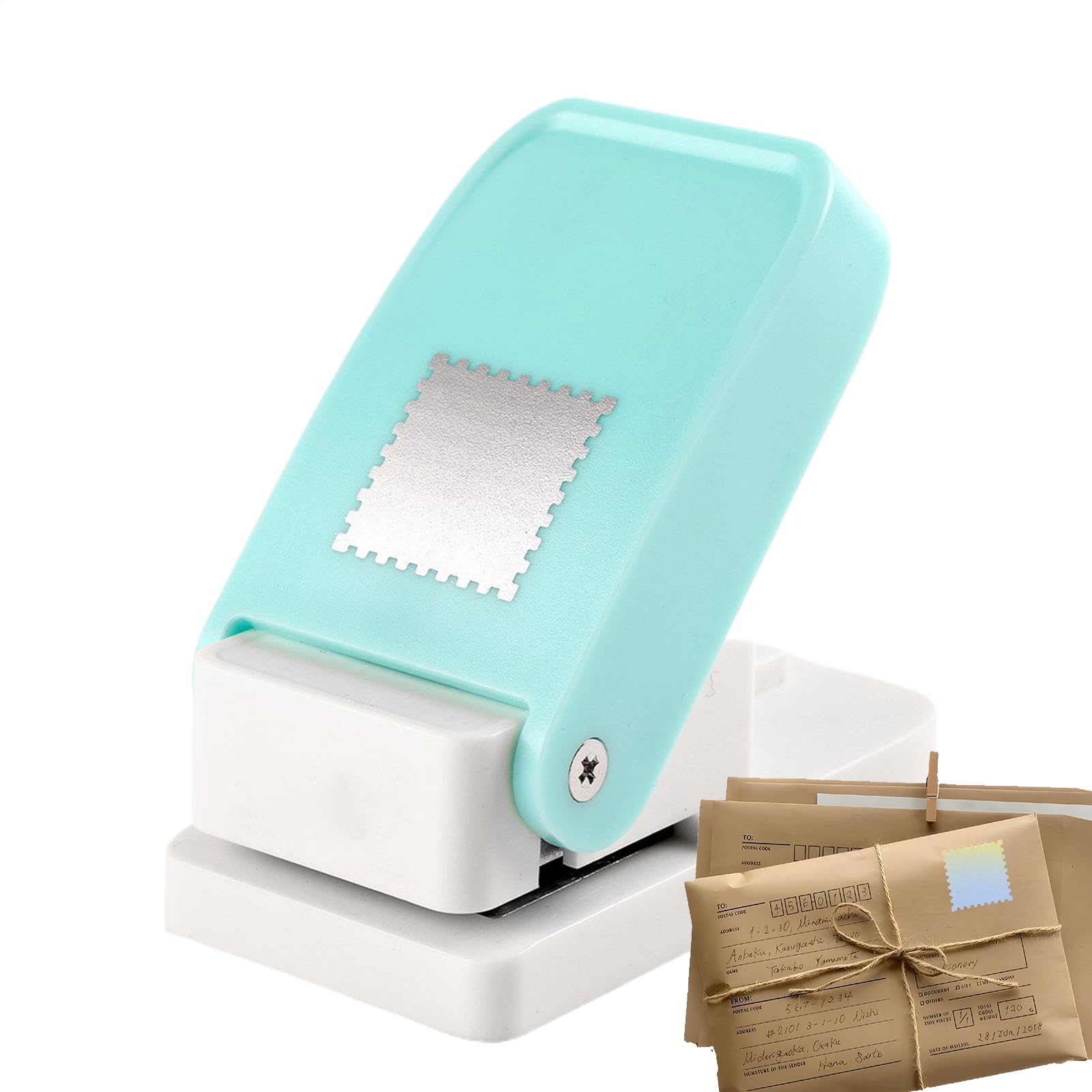 Postage Stamp Punch | Square Rectangle DIY Scrapbook Supplies - Paper Punch Stamp Hole Puncher - for Scrapbooking Album Photo Art Projects Home Office Classroom Kids Adults