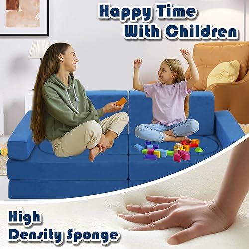Miniatura 5 de Sofá modular de juego para niños, sofá convertible y cojín de fortaleza de construcción, 10 piezas, sofá de suelo para dormir, sala de juegos,