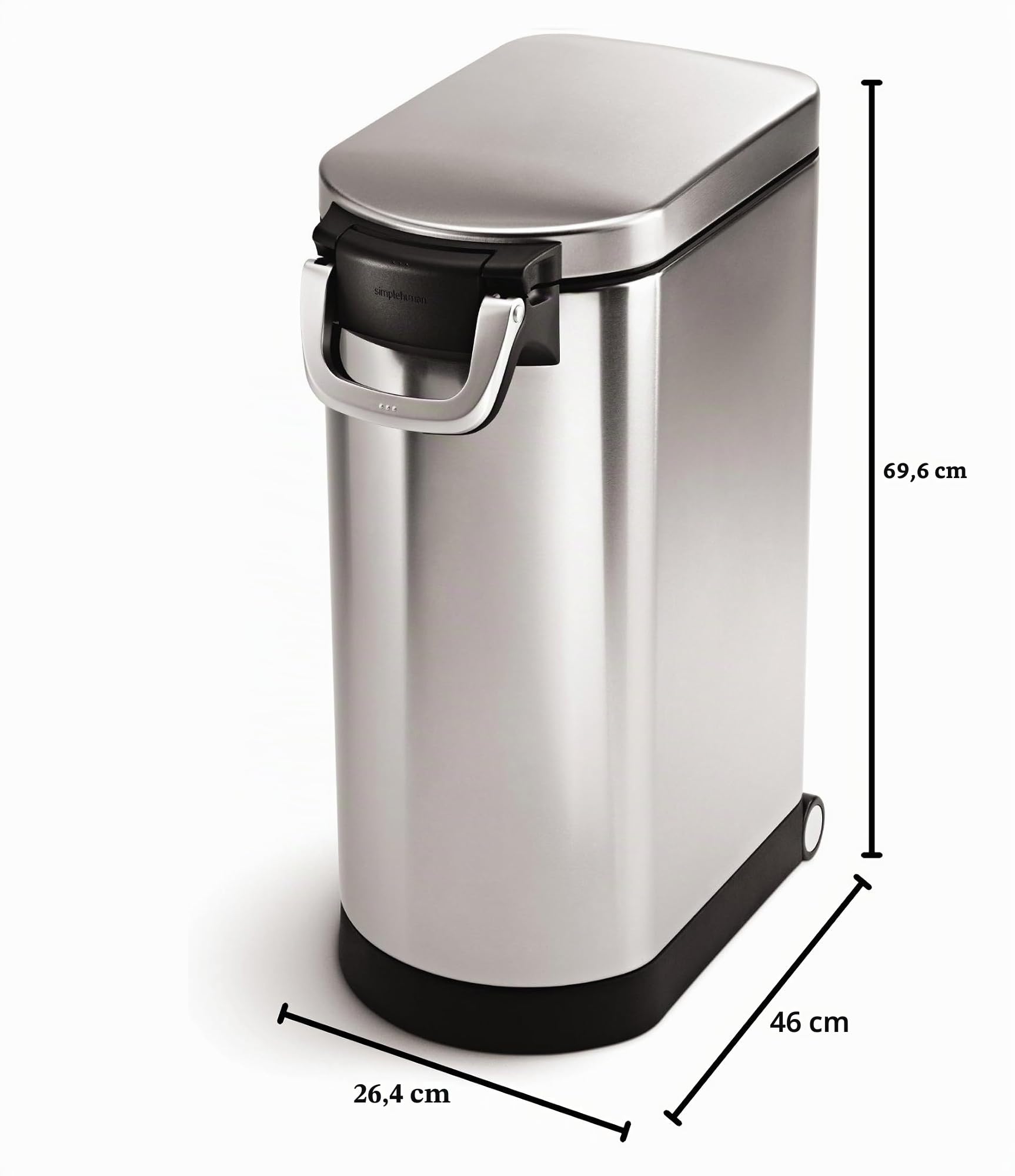 simplehuman, contenedor de comida para mascotas extragrande, acero inoxidable cepillado