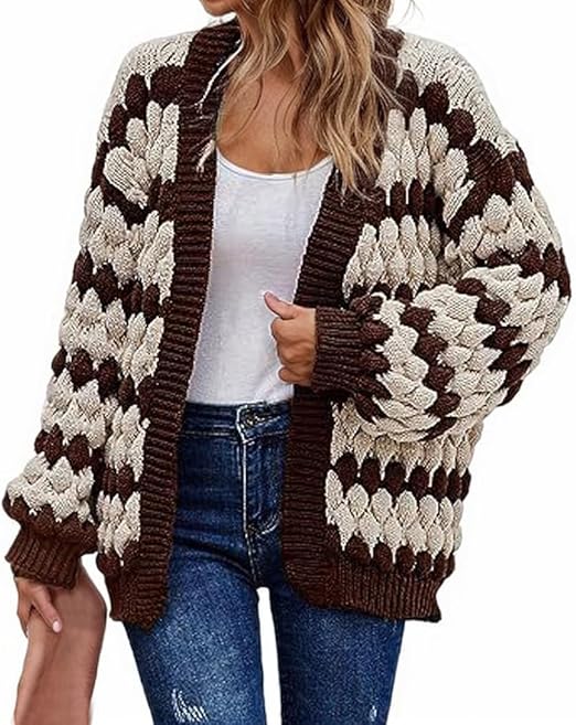 FTC \"HEATHER SHAGGY CARDIGAN\" - ブラウン L Heather Brown Cardigan Pattern (Knit) – Lion Brand Yarn