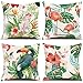 Juego de 4 Fundas Cojines Tropical Flamenco 45x45 Modernas Funda de Almohada linaza Cojines Decoracion para Sofa